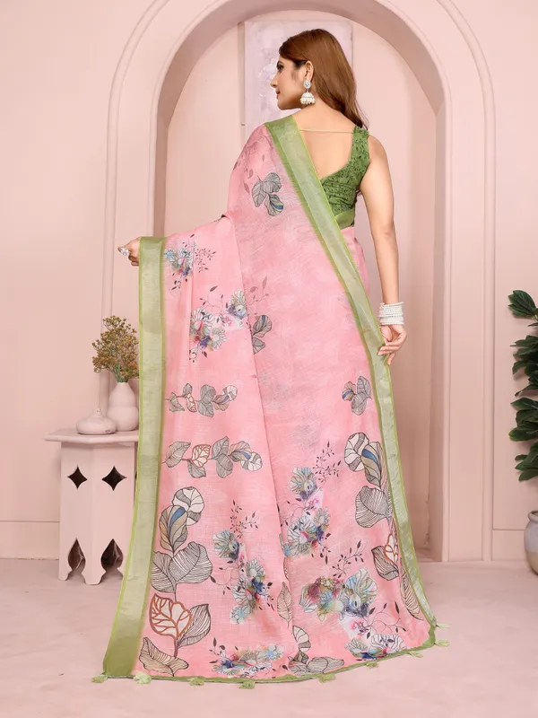 Graceful_Linen_Cotton_Saree_with_Pastel_Floral_Elegance