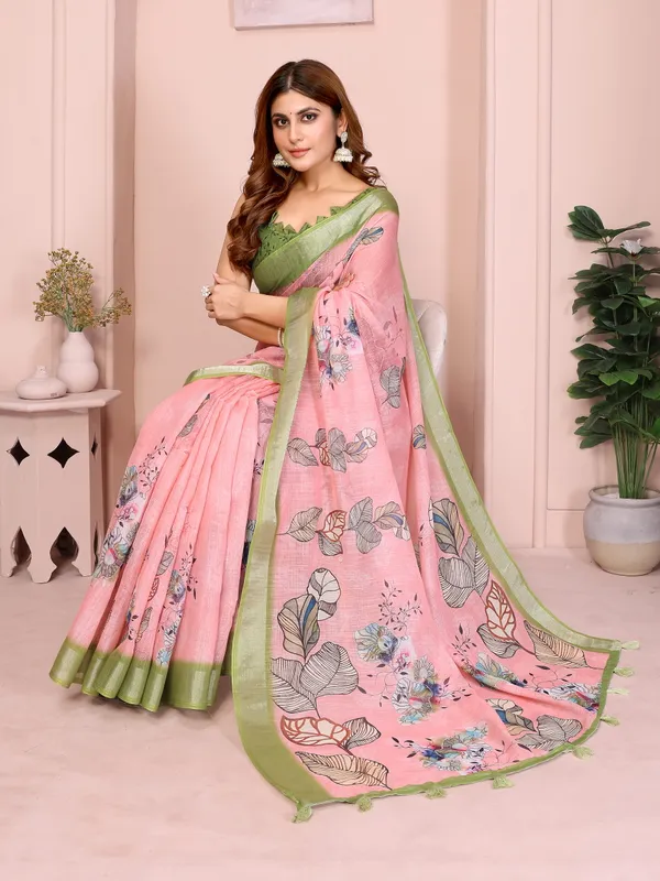 Graceful_Linen_Cotton_Saree_with_Pastel_Floral_Elegance