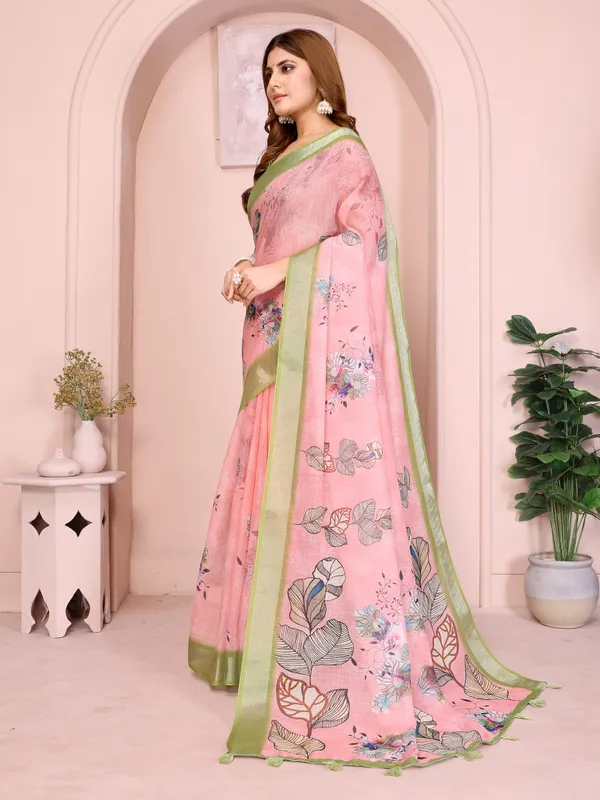 Graceful_Linen_Cotton_Saree_with_Pastel_Floral_Elegance
