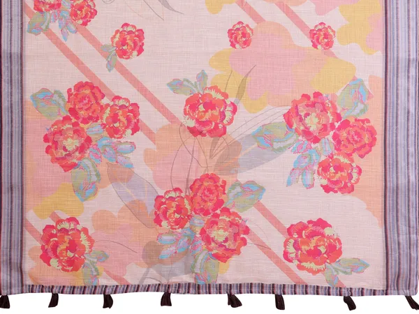 Peach_Linen_Cotton_Saree_with_Bold_Floral_Prints