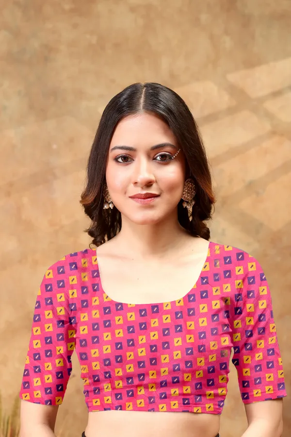 Blue_Floral_Printed_Linen_Shimmer_Saree_with_Contrast_Border