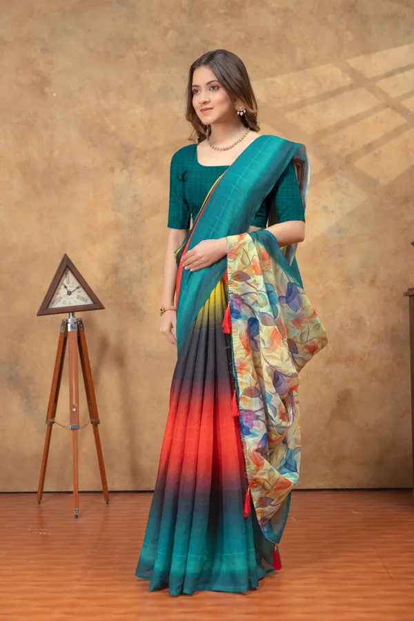 Multicolour_Ombre_Printed_Linen_Shimmer_Saree_with_Floral_Pallu