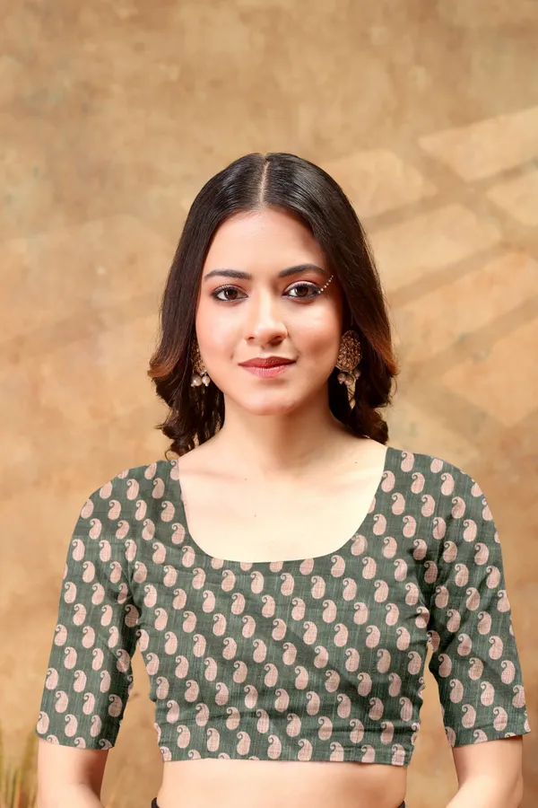 Olive_Green_Printed_Linen_Shimmer_Saree_with_Contrast_Border