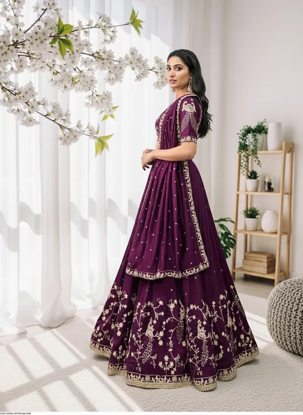 Women_Wine_Embroidered_Pure_Chinon_Lehenga_Choli_with_Dupatta_|_Festive_&_Wedding_Wear