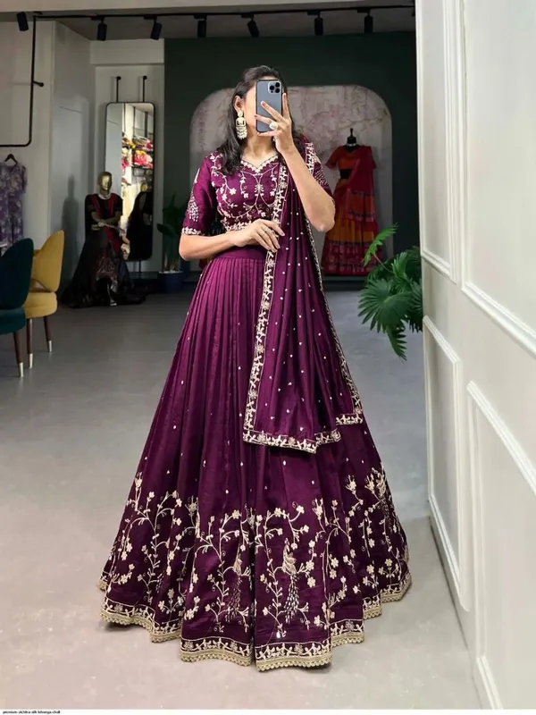 Women_Wine_Embroidered_Pure_Chinon_Lehenga_Choli_with_Dupatta_|_Festive_&_Wedding_Wear