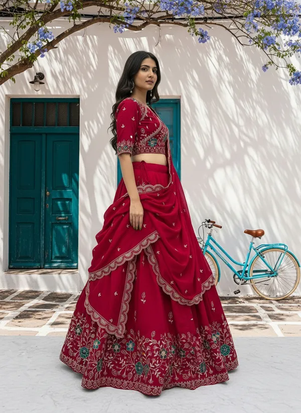Women_Red_Floral_Embroidered_Lehenga_Choli_with_Dupatta_|_Ethnic_Festive_Wear