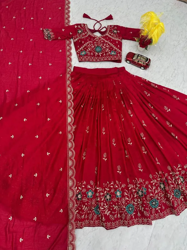 Women_Red_Floral_Embroidered_Lehenga_Choli_with_Dupatta_|_Ethnic_Festive_Wear