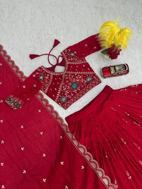 Women_Red_Floral_Embroidered_Lehenga_Choli_with_Dupatta_|_Ethnic_Festive_Wear