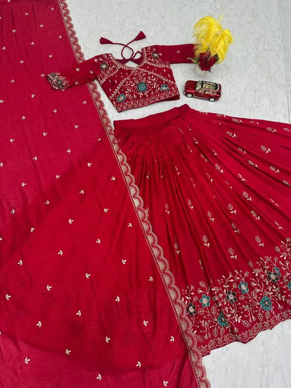 Women_Red_Floral_Embroidered_Lehenga_Choli_with_Dupatta_|_Ethnic_Festive_Wear