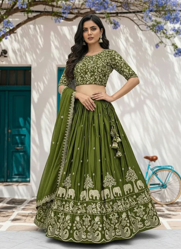 Women_Olive_Green_Embroidered_Pure_Chinon_Lehenga_Choli_with_Dupatta_|_Festive_&_Wedding_Wear