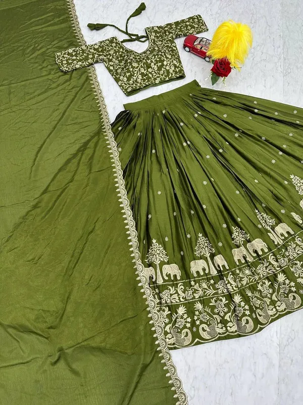 Women_Olive_Green_Embroidered_Pure_Chinon_Lehenga_Choli_with_Dupatta_|_Festive_&_Wedding_Wear