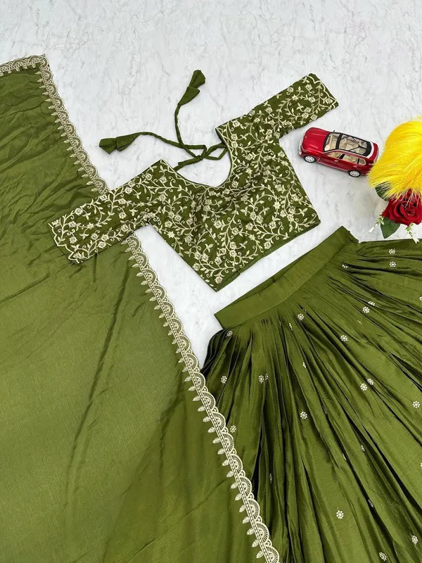 Women_Olive_Green_Embroidered_Pure_Chinon_Lehenga_Choli_with_Dupatta_|_Festive_&_Wedding_Wear