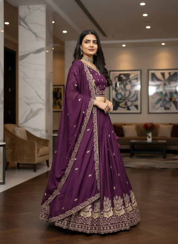 Women_Wine_Plum_Embroidered_Pure_Chinon_Lehenga_Choli_with_Dupatta_|_Festive_&_Wedding_Wear