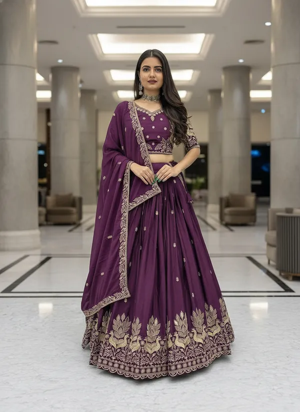 Women_Wine_Plum_Embroidered_Pure_Chinon_Lehenga_Choli_with_Dupatta_|_Festive_&_Wedding_Wear