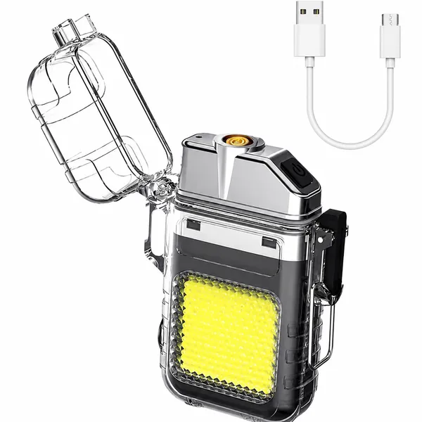2-in-1_Rechargeable_Torch_+_Electric_Lighter_with_Waterproof_Case