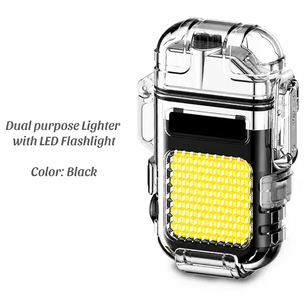 2-in-1_Rechargeable_Torch_+_Electric_Lighter_with_Waterproof_Case
