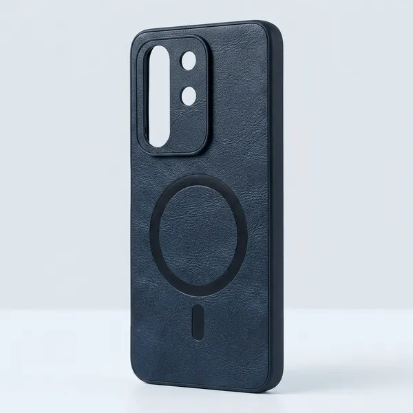 Navy_Blue_Leather_Magsafe_Compatible_Phone_Cover_For_Vivo_T4X