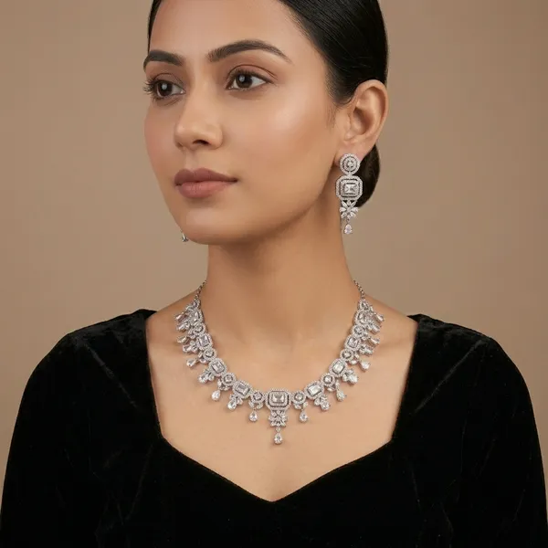 Silver_Alloy_American_Diamond_Necklace_Set_With_Earrings_For_Women