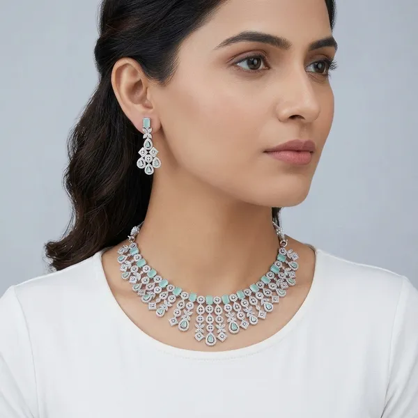 Silver_Alloy_American_Diamond_Turquoise_Necklace_Set_For_Women