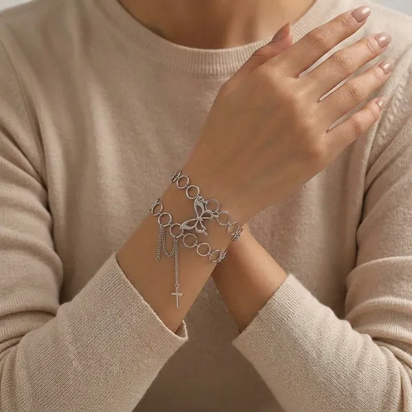 Silver_Alloy_Chain_Link_Cross_Pendant_Charm_Bracelet_For_Women