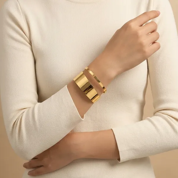 Gold_Alloy_Double_Band_Cuff_Bracelet_For_Women