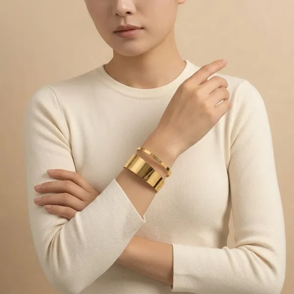 Gold_Alloy_Double_Band_Cuff_Bracelet_For_Women