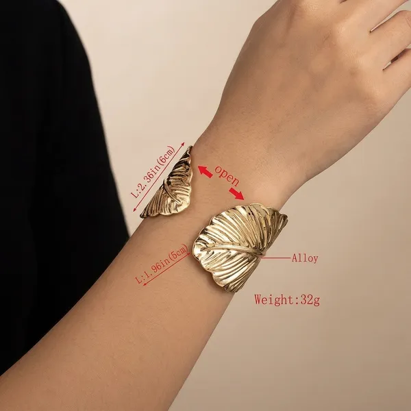 Gold_Alloy_Leaf_Design_Cuff_Bracelet_For_Women
