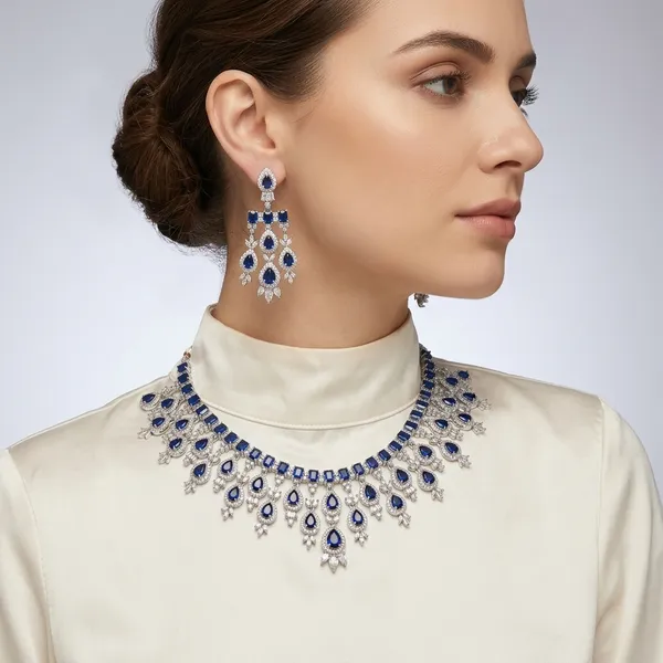 Blue_Silver_Alloy_Bridal_Necklace_And_Earring_Set_For_Women