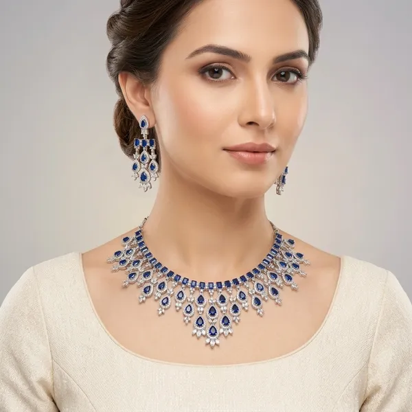Blue_Silver_Alloy_Bridal_Necklace_And_Earring_Set_For_Women