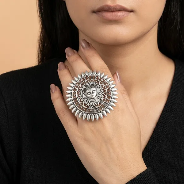 Oxidised_Silver_Alloy_Peacock_Design_Statement_Ring_For_Women