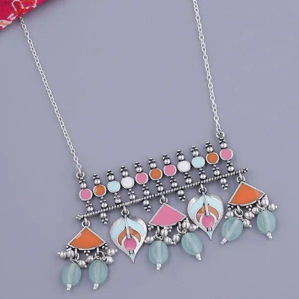 Silver_Alloy_Multicolor_Beaded_Statement_Necklace_For_Women