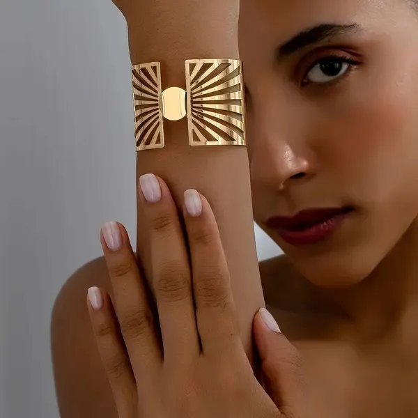 Gold_Alloy_Abstract_Curved_Cuff_Bracelet_For_Women