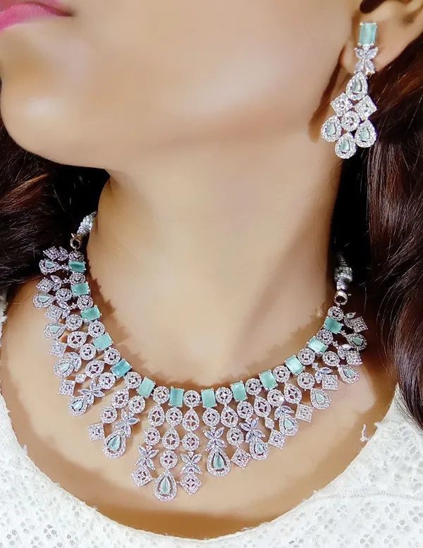 Silver_Alloy_American_Diamond_Turquoise_Necklace_Set_For_Women