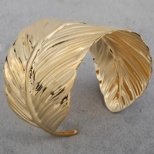 Gold_Alloy_Leaf_Design_Cuff_Bracelet_For_Women