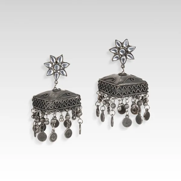 Silver_Alloy_Bead_Floral_Dangling_Coin_Dangle_Earrings_For_Women