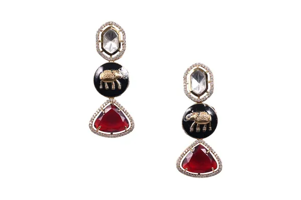 Black_And_Red_Alloy_Elephant_Dangle_Earrings_For_Women