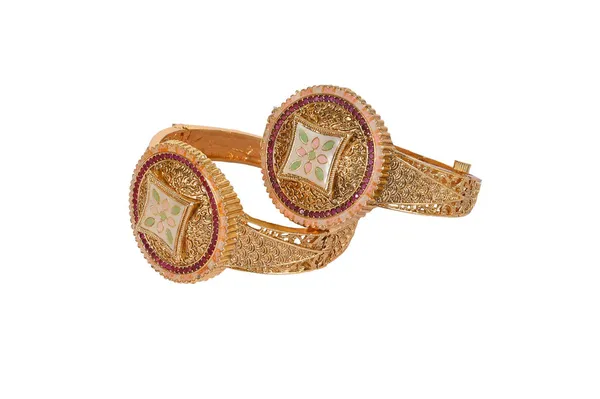 Gold_Alloy_Kundan_Floral_Enamel_Bangles_For_Women