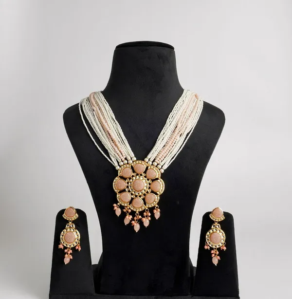 White_Gold_Alloy_Faux_Pearl_Necklace_Set_For_Women