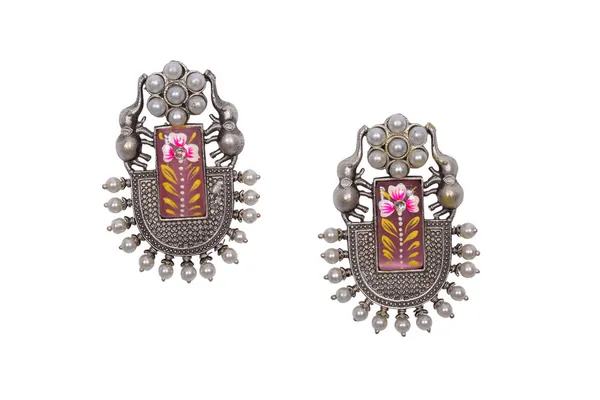 Silver_Alloy_Crystal_Stone_Floral_Pearl_Earrings_For_Women