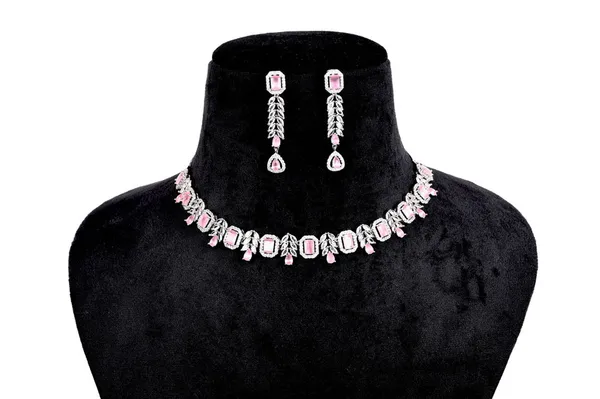 Silver_Alloy_Pink_Stone_Choker_Set_For_Women