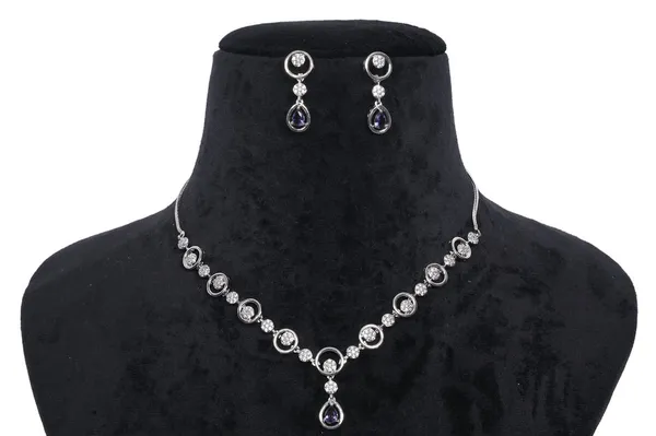 Silver_Alloy_Crystal_Purple_Teardrop_Jewelry_Set_For_Women