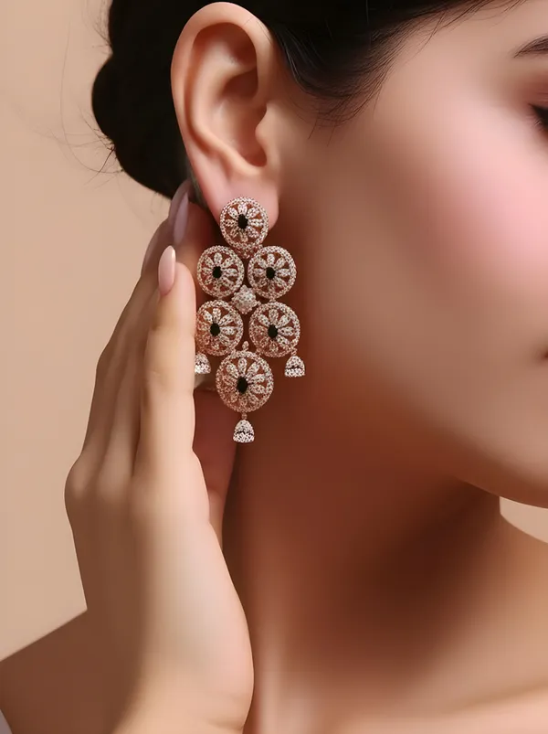 Peach_Alloy_Crystal_Stone_Cascade_Drop_Earrings_For_Women