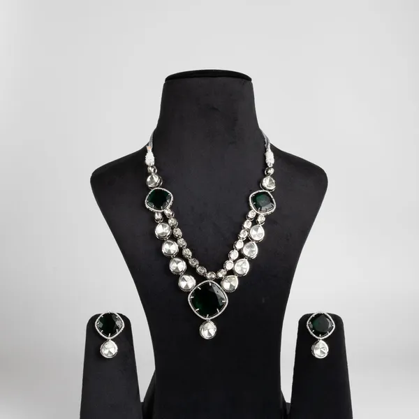 Silver_Green_Alloy_Cz_Emerald_Stone_Necklace_Set_For_Women