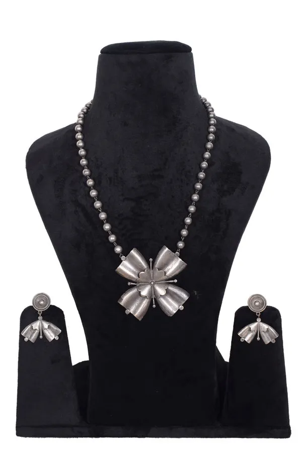 Silver_Alloy_Bow_Pendant_Jewelry_Set_For_Women