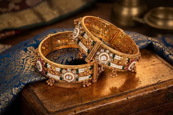 Gold_&_White_Alloy_Kundan_Floral_Bangles_For_Women