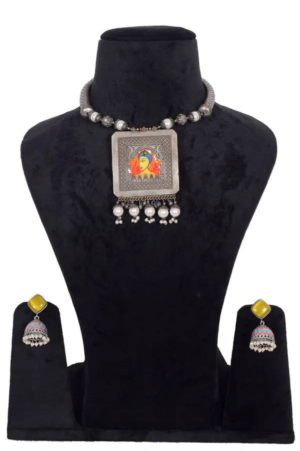 Silver_Alloy_Crystal_Stone_Square_Pendant_Jewelry_Set_For_Women