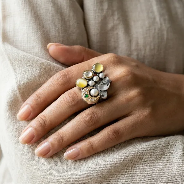 Yellow_Silver_Alloy_Cubic_Zirconia_Cat_Eye_Ring_For_Women