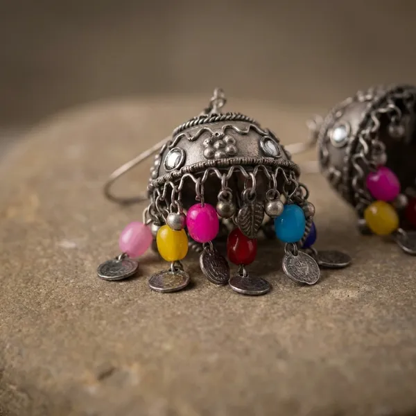 Silver_Alloy_Bead_Chandelier_Dangle_Earrings_For_Women