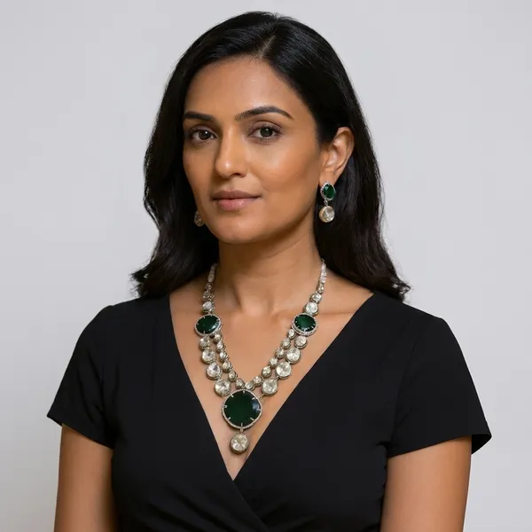 Silver_Green_Alloy_Cz_Emerald_Stone_Necklace_Set_For_Women