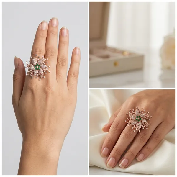 Pink_Alloy_Artificial_Emerald_Floral_Ring_For_Women